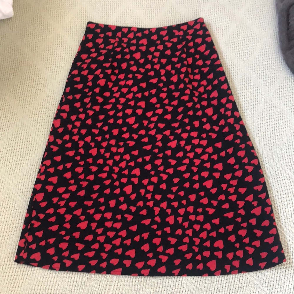 NASTY GAL black & red hearts midi skirt